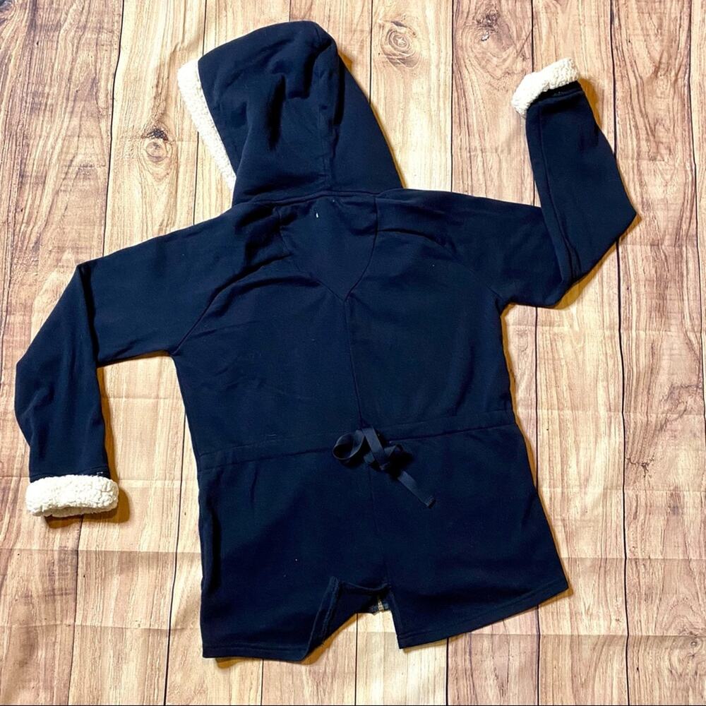 PJ Salvage Hoodie Jacket Size Medium Navy Blue Zip Front Shearling Lined Hood - Picture 2 of 11